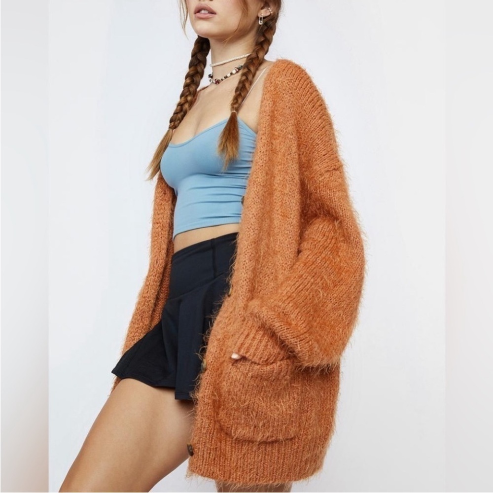 Free People Nevermind Cardigan Sweater Button Up Cider Burnt Orange Size XS - Picture 3 of 17